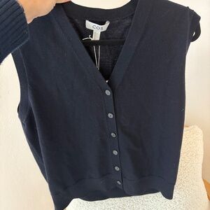 COS VNECK MERINO WOOL WAISTCOAT - Small